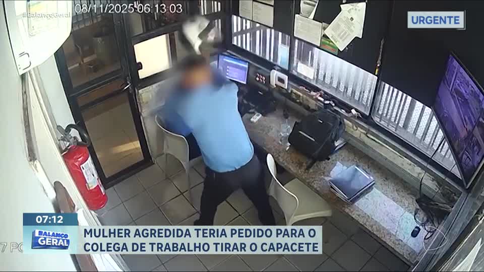 Mulher agredida em portaria diz que pediu para colega de trabalho tirar o capacete
