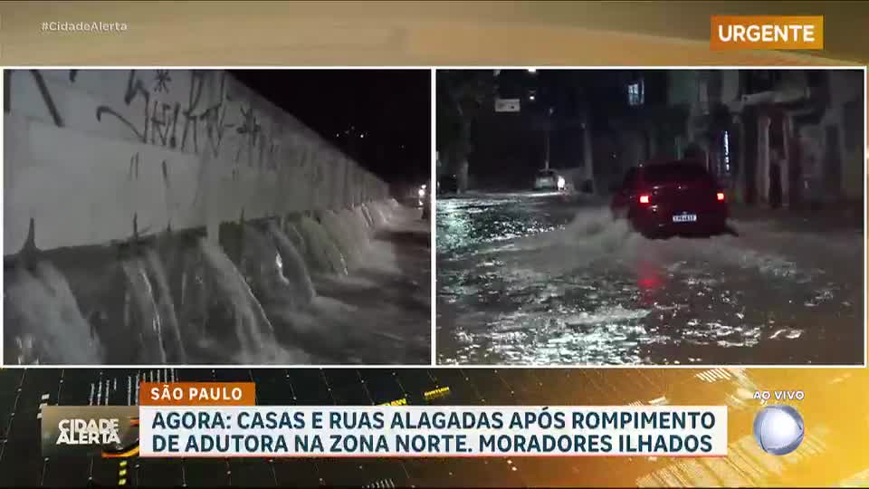 Adutora se rompe e provoca alagamentos na zona norte de São Paulo