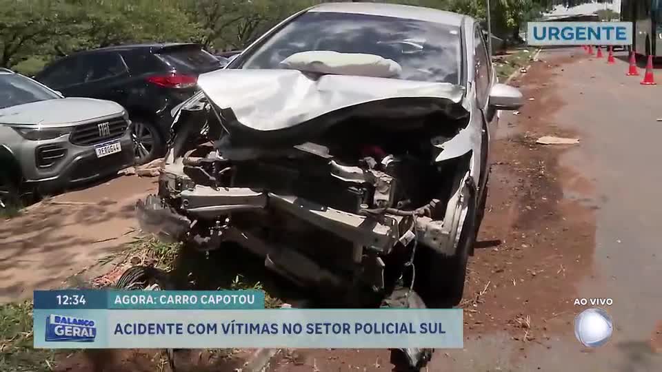 Colisão no Setor Policial Sul, em Brasília, envolve cinco veículos e deixa feridos