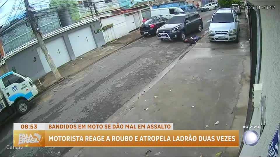 Motorista reage a assalto e atropela criminoso duas vezes no Rio de Janeiro; veja vídeo