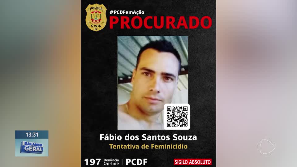 Suspeito de tentar matar companheira ao jogar carro em ribanceira segue foragido no DF