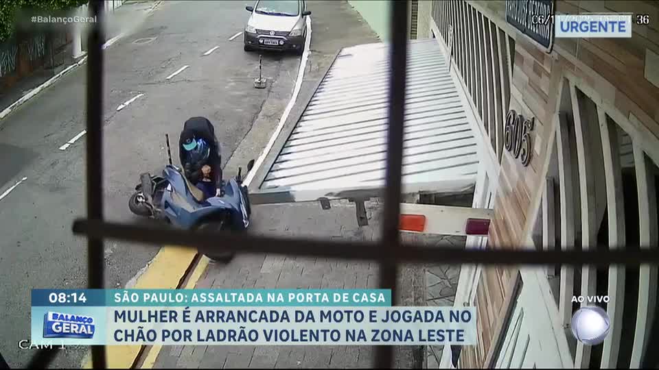 Mulher é arrancada de moto e jogada no chão por ladrão na zona leste de São Paulo