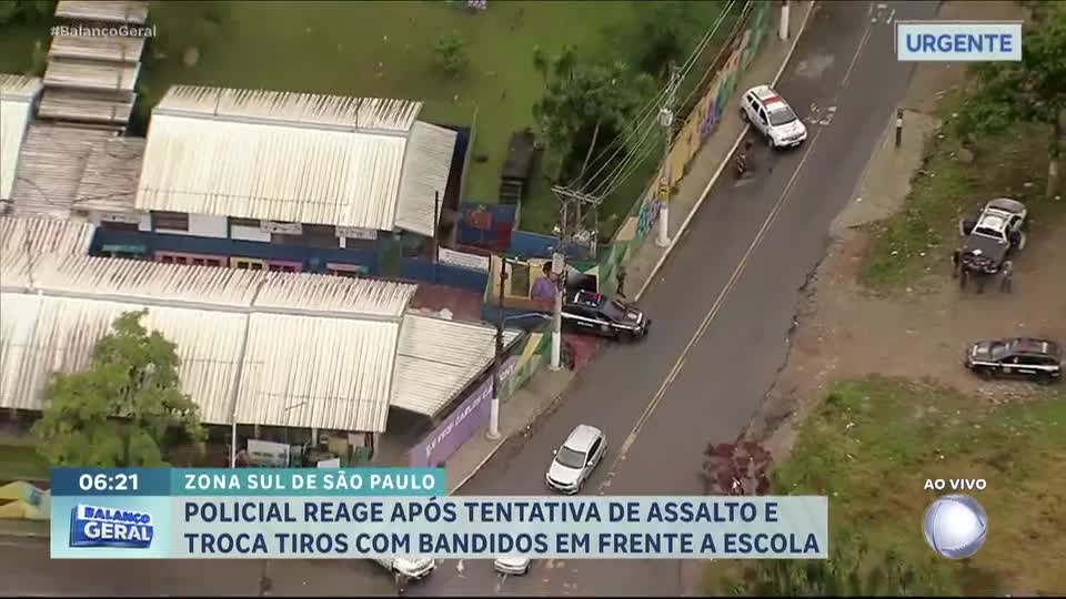 Policial reage a tentativa de assalto e mata suspeito em frente a escola na zona sul de São Paulo