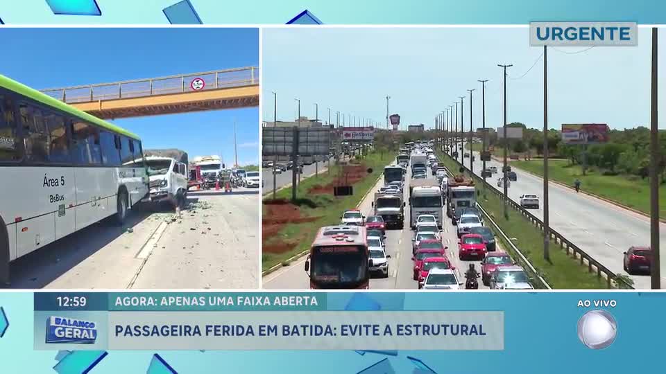 Acidente entre caminhão e ônibus causa congestionamento na Estrutural (DF)