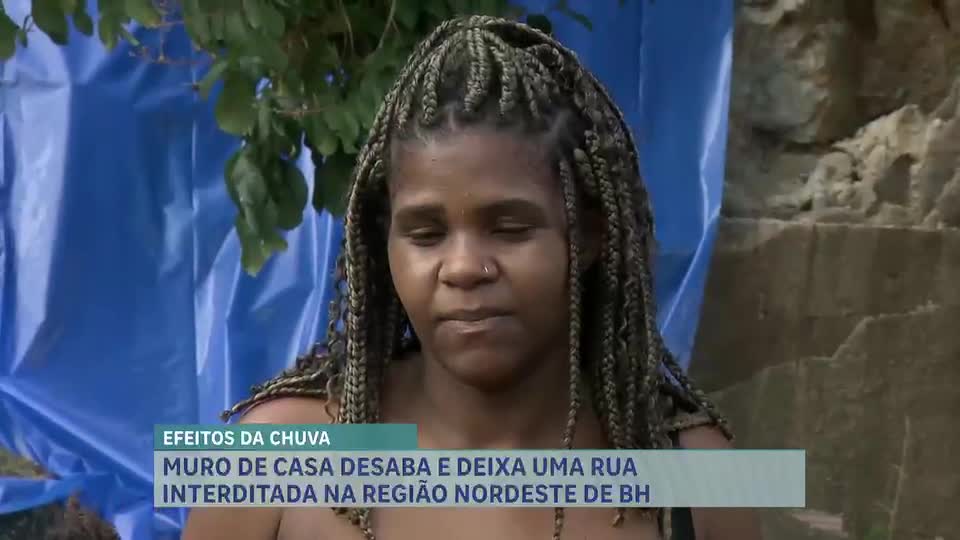Muro de casa desaba com as fortes chuvas na região Nordeste de BH