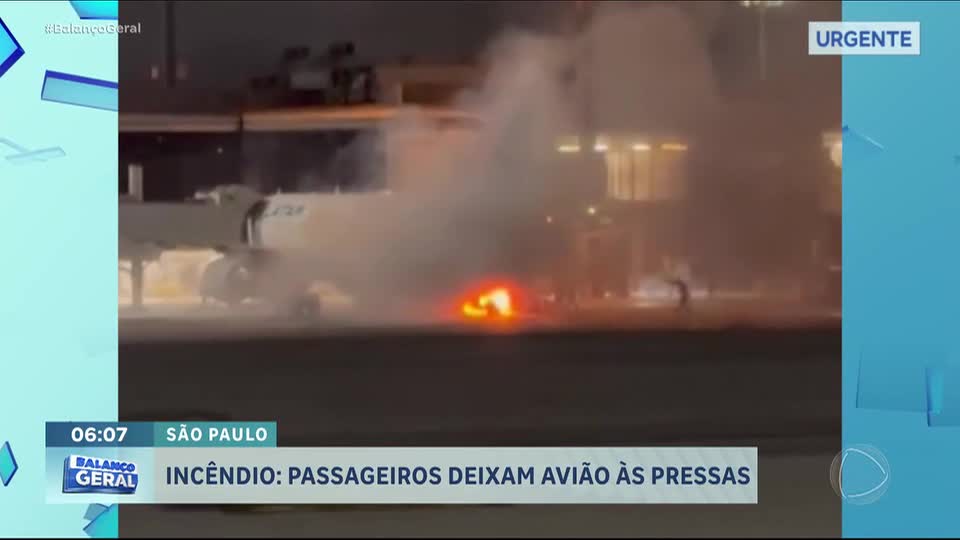 Passageiros deixam avião às pressas em SP após incêndio em veículo de bagagens