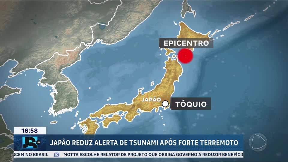 Japão reduz o nível de alerta para tsunami após terremoto atingir a costa norte do país