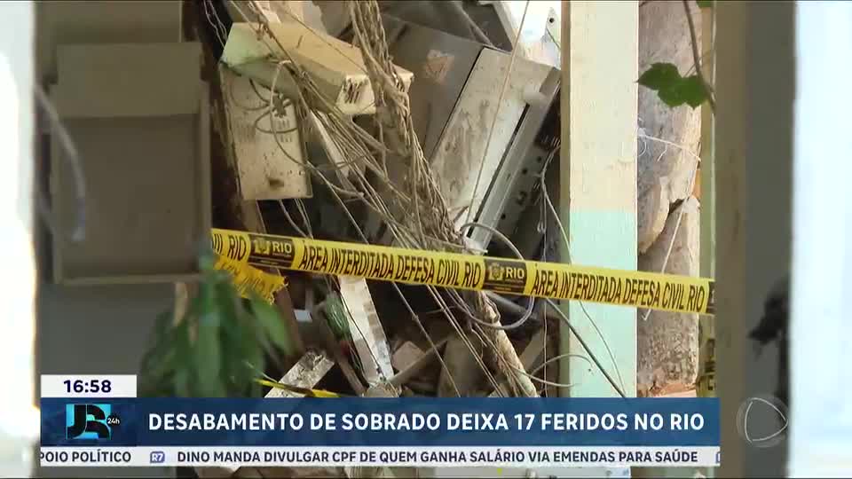Desabamento de sobrado deixa 17 feridos na zona sul do Rio de Janeiro