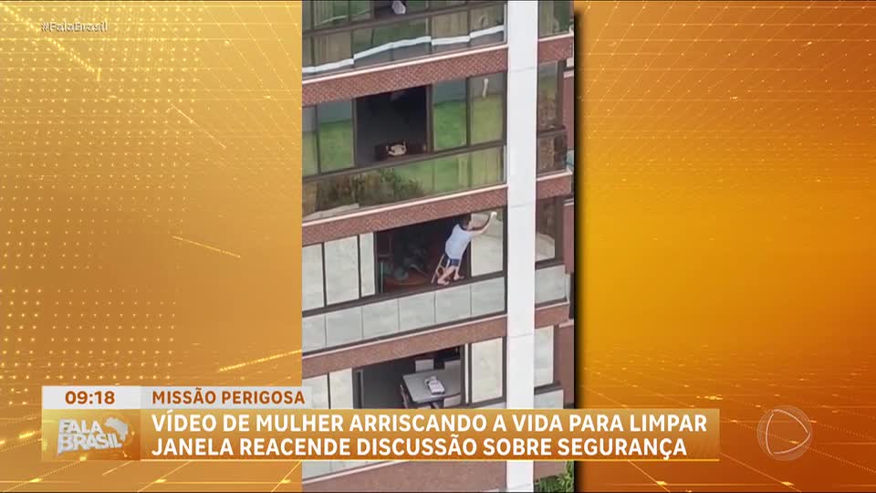 Vídeo de mulher arriscando a vida para limpar vidro alerta para situações perigosas no trabalho