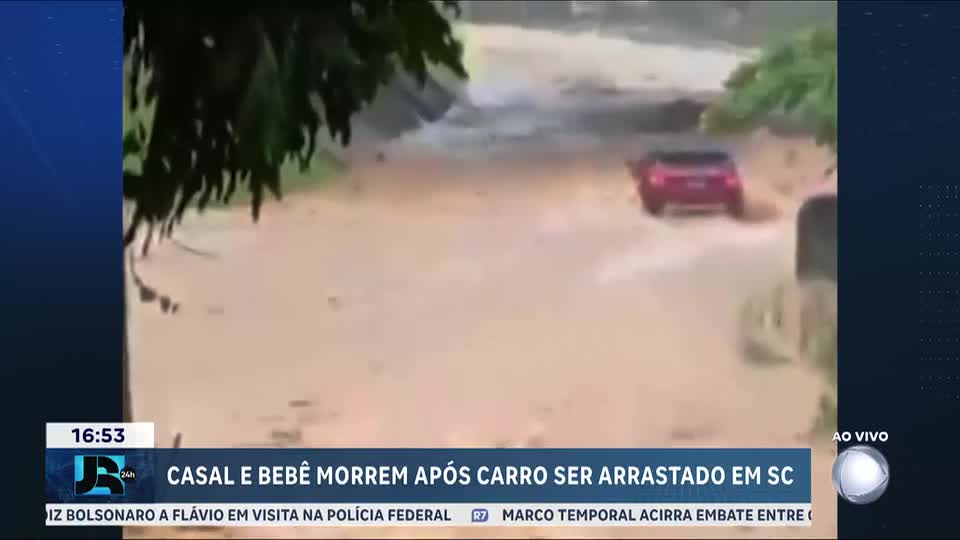Casal e bebê são encontrados mortos após carro ser levado por enxurrada em Palhoça (SC)