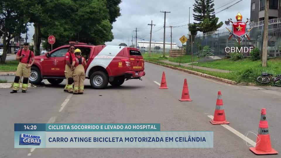 Ciclista fica ferido após ser atropelado por carro em Ceilândia (DF)