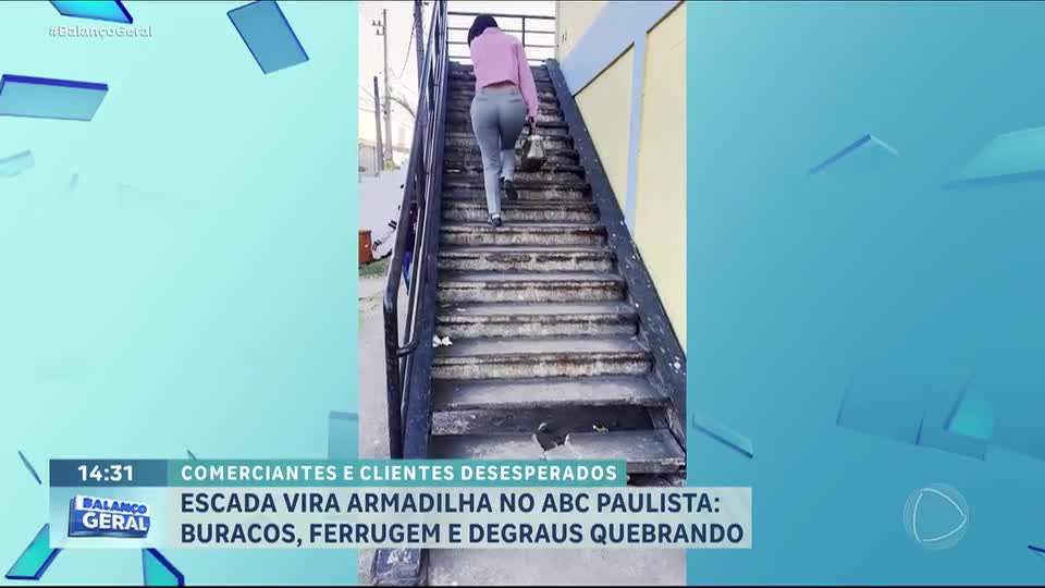 Balança Povão: Escadaria deteriorada preocupa comerciantes e afasta clientes em Ferrazópolis, em SP