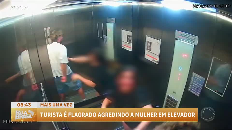 Americano é flagrado agredindo companheira em elevador no Rio