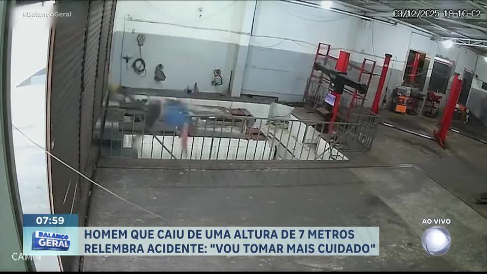 Homem que caiu de altura de sete metros fala sobre acidente e promete: 'vou tomar mais cuidado'
