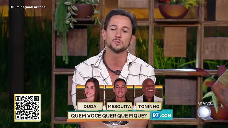 Mesquita diz que está 'confiante' em Roça com Duda e Toninho | A Fazenda 17