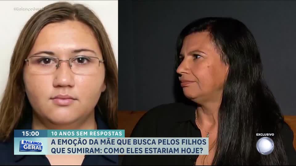 Balanço Geral mostra à mulher como estariam atualmente os filhos desaparecidos há dez anos