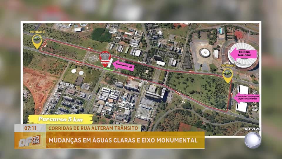 Trânsito no Eixo Monumental e em Águas Claras são alterados para corridas de rua