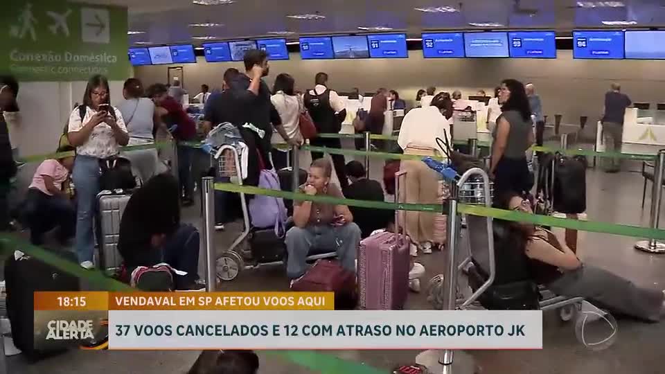 Caos no aeroporto de Brasília: passageiros enfrentam longas esperas após ciclone em SP