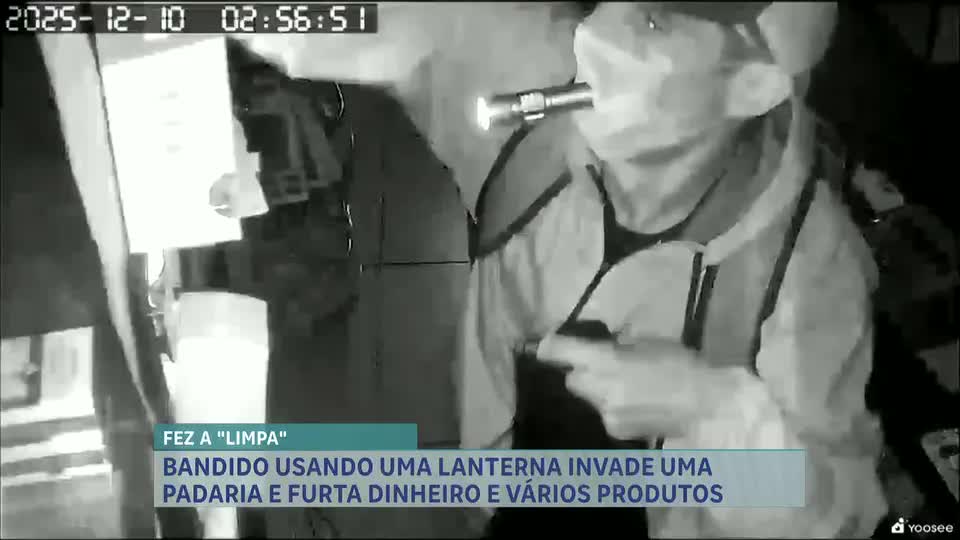 Câmeras de segurança flagram furto em padaria da região Leste de Belo Horizonte