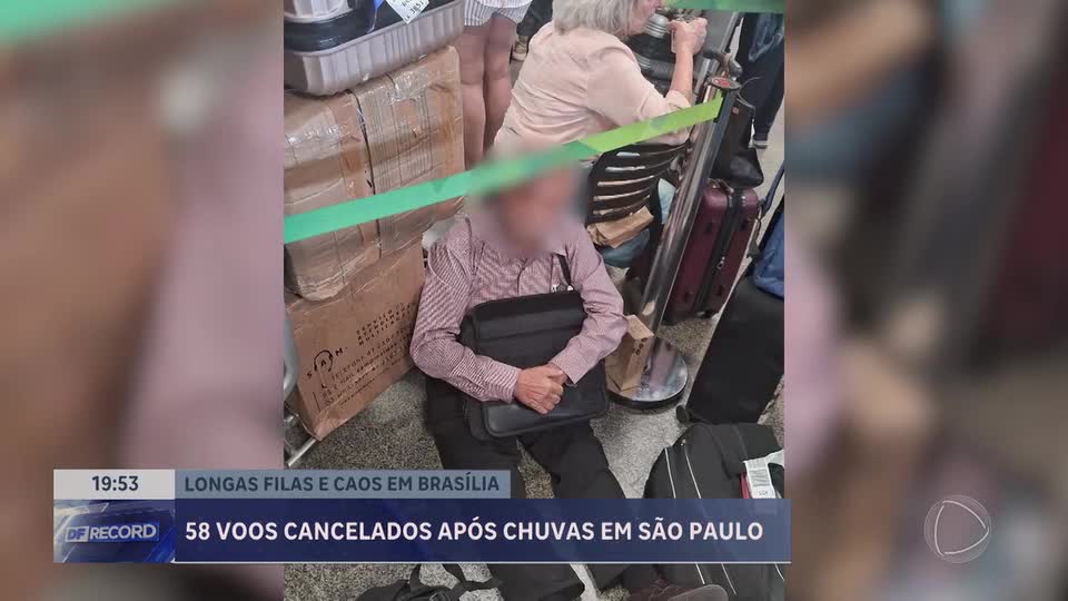 Idosos no chão, passageiros sem hotel: ciclone em SP causa caos no aeroporto de Brasília