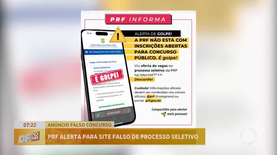 PRF alerta sobre site falso de processo seletivo