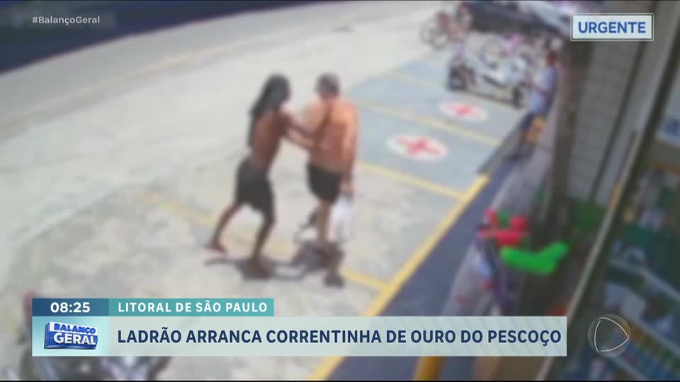 Ladrão arranca correntinha de ouro de pedestre em Guarujá (SP)
