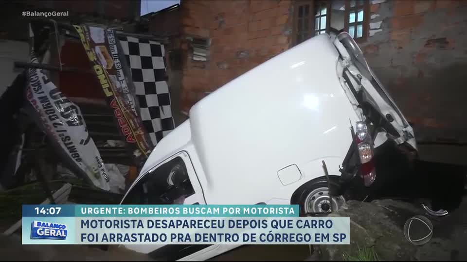 Homem desaparece após carro cair em córrego em Guarulhos, na Grande São Paulo