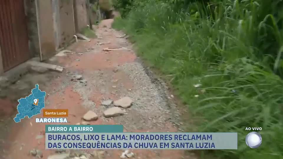 Bairro a Bairro: moradores relatam enfrentar dificuldades com chuvas em córrego em Santa Luzia (MG)