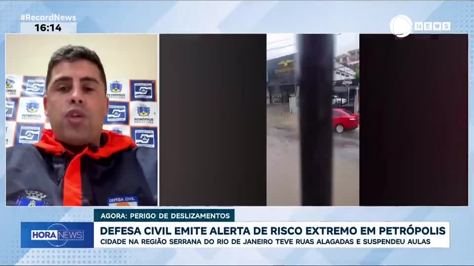Defesa Civil emite alerta de risco extremo em Petrópolis