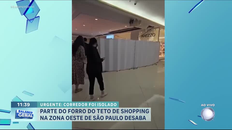 Parte do teto de shopping na zona oeste de São Paulo desaba sem deixar feridos
