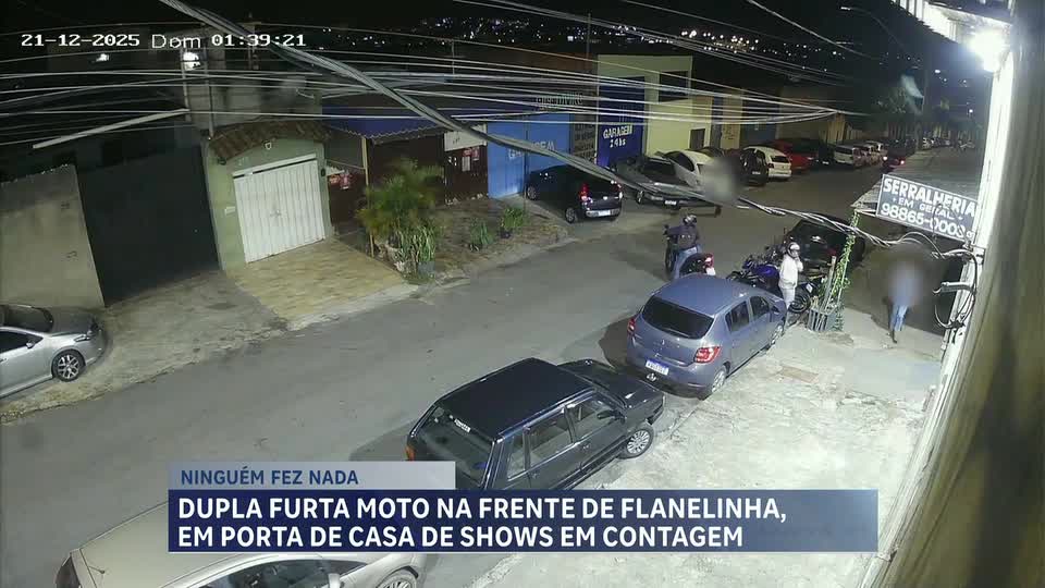 Dupla furta moto na frente de flanelinha, em porta de casa de shows em Contagem (MG)