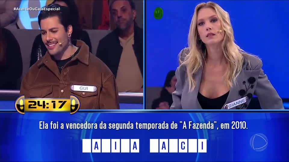 Gui Araújo e Gianne Albertoni protagonizam duelo acirrado na reta final do Acerte ou Caia