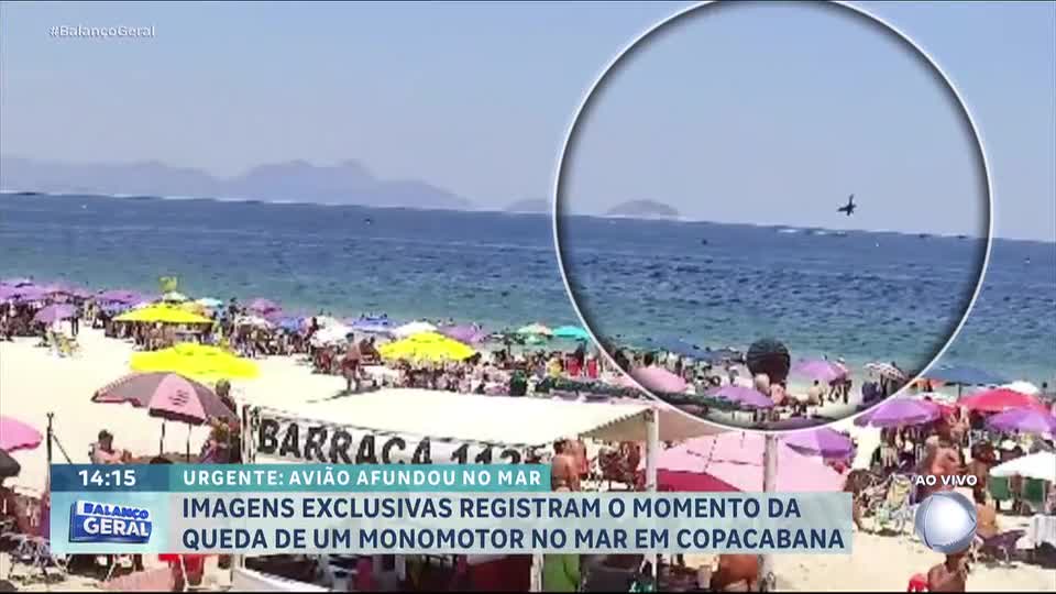 Exclusivo: veja o momento da queda do avião monomotor em Copacabana (RJ)